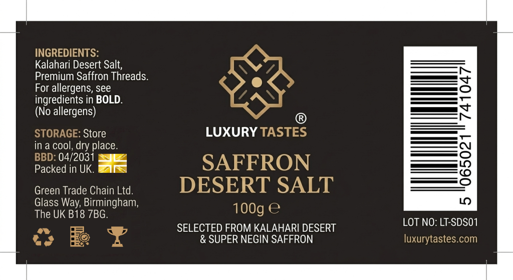 Saffron infused desert salt grinder on seared steak
